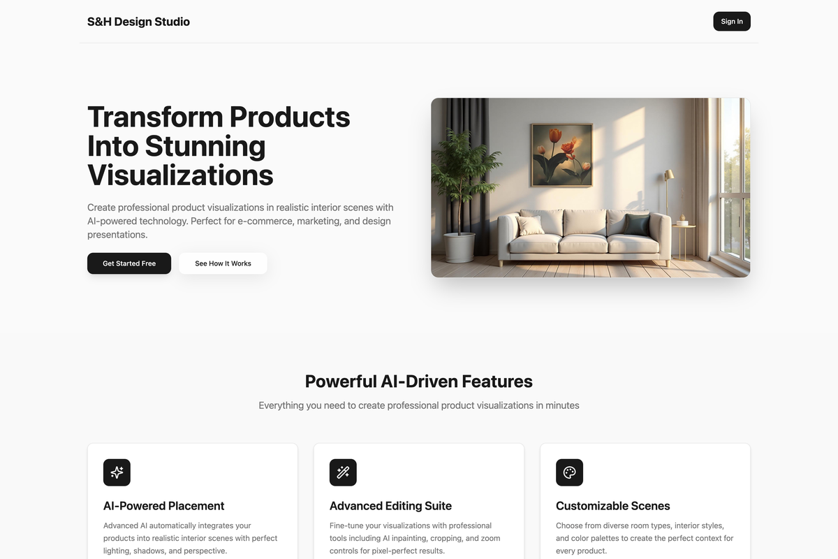 S&H Design Studio - AI Product Visualization